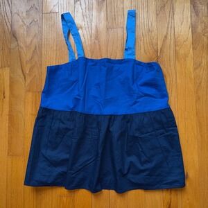 LOFT Colorblock Peplum Cami Top Blue Navy Sleeveless Cotton Modal 4 NEW